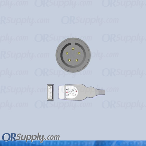 3-Lead ECG Cable with 5-Pin Monitor Connector and Safety DIN Inverse AHA Patient Connectors
