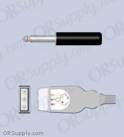 3-Lead ECG Cable with 32mm Male Monitor Connector and Safety DIN IEC Patient Connectors