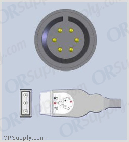 3-Lead ECG Cable with 6-Pin Monitor Connector and Safety DIN AHA Patient Connectors
